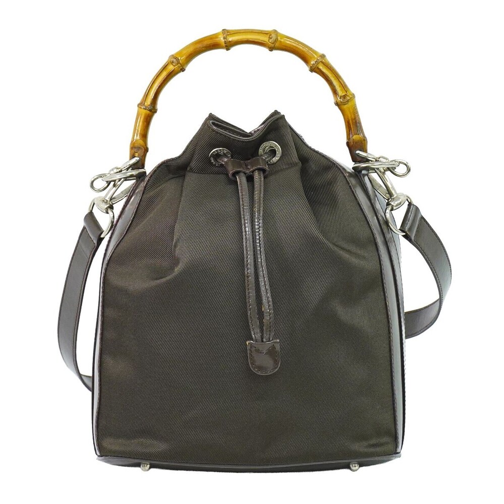 Gucci Vintage Bamboo Bucket Nylon and Leather Small